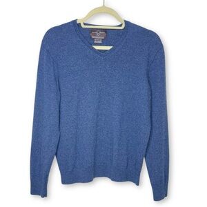 Vintage Black Brown 1826 Extra Fine Merino Wool
Men's Blue V-Neck Cozy Sweater